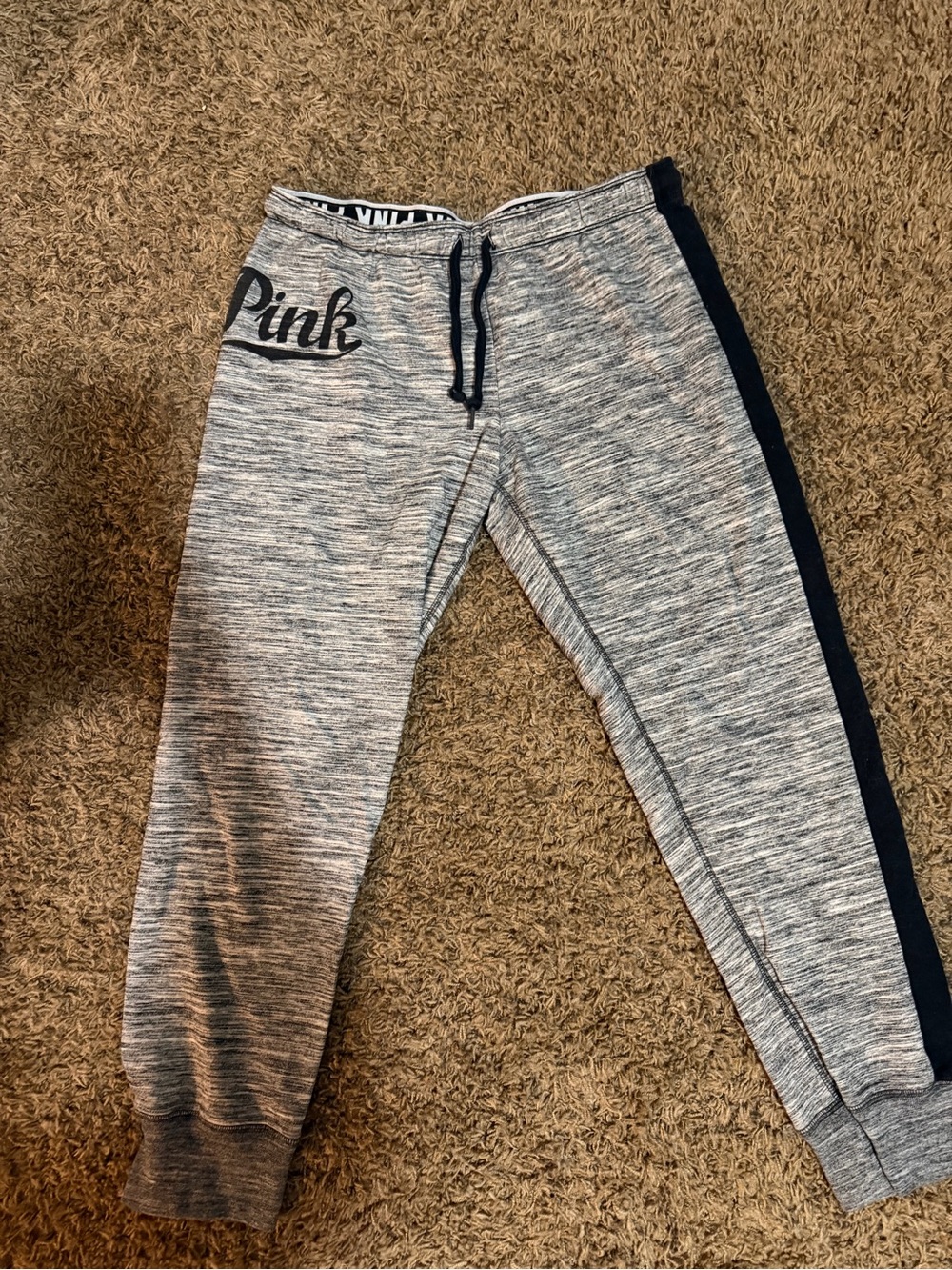 PINK Women’s Gray & Black Jogger Pants Size L